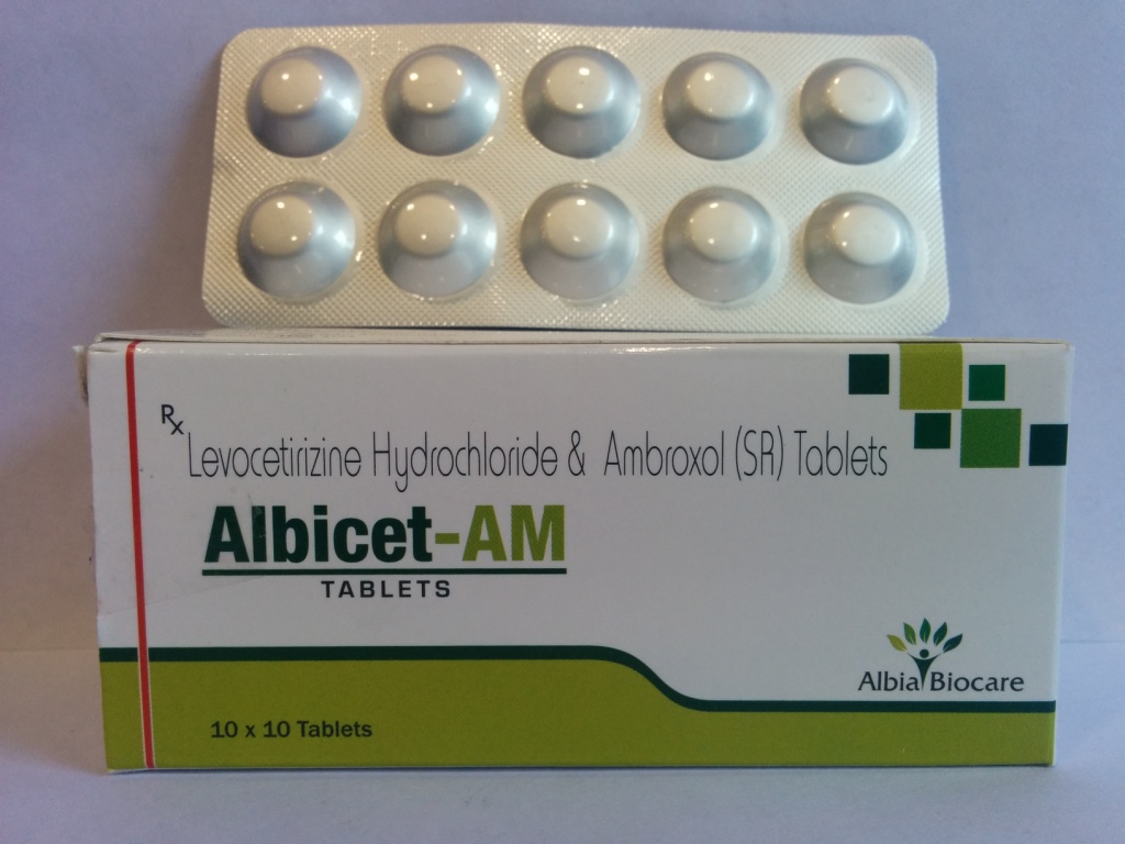 ALBICET-AM TAB. | Levocetirizine HCL 5mg + Ambroxol (SR) 60mg (Alu-Alu)