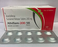 ALBIFLAM-200SR TAB. | Aceclofenac 200 mg SR (Alu-Alu)