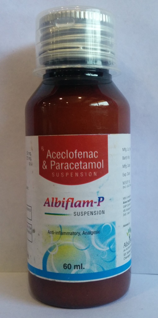 ALBIFLAM-P SUSP. | Aceclofenac 50mg + Paracetamol 125mg (per 5 ml)