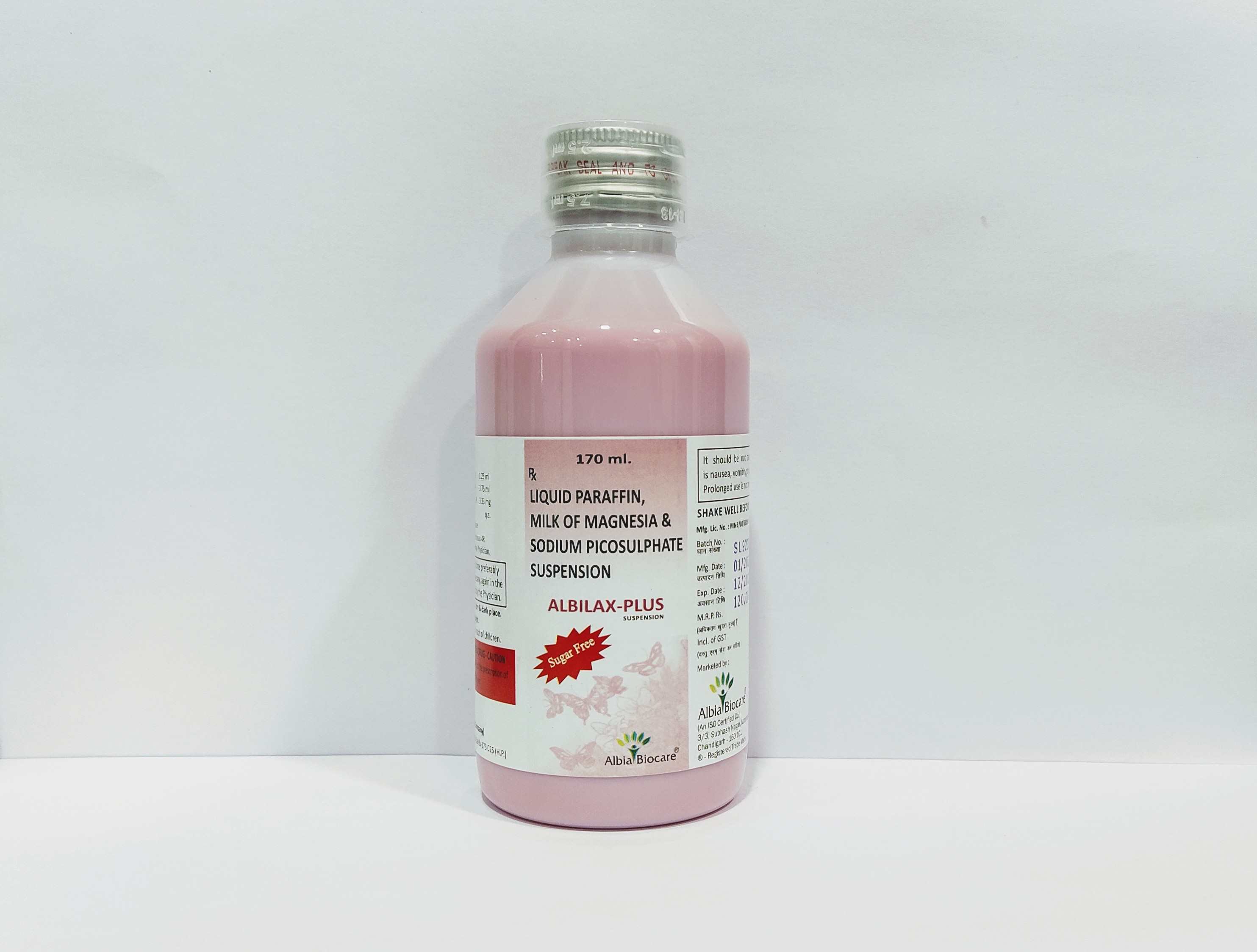 ALBILAX-Plus Syrup | Loght Liquid Paraffin 1.25mg + Milk of Magnesia 3.75mg + Sodium Picosulphate 3.33mg (per 5 ml.)