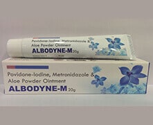 ALBODYNE-M | Povidone 5% w/w + Metronidazole 1% w/w + Aloe Powder