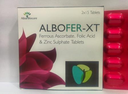 ALBOFER-XT TAB. | Ferrous Ascorbate 100mg  + Folic Acid 1.5mg + Zinc 22.5mg Tab (Alu-Alu)