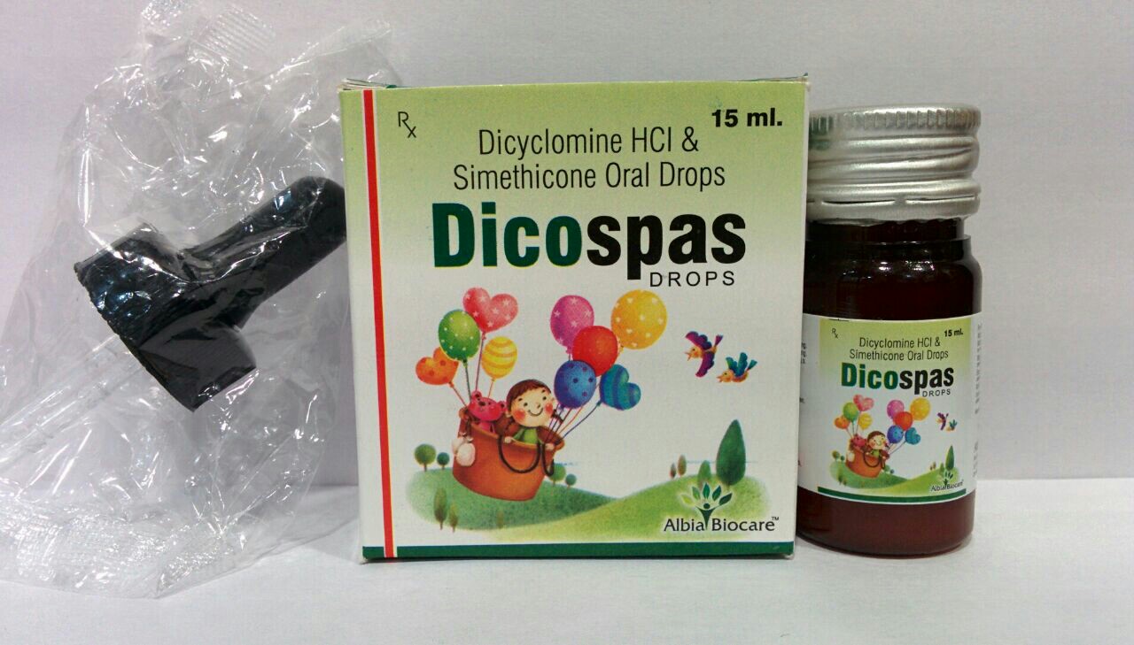 Dicospas drops | Dicyclomine HCI 10mg & Simethicone 40mg (per mg) in 15ml.