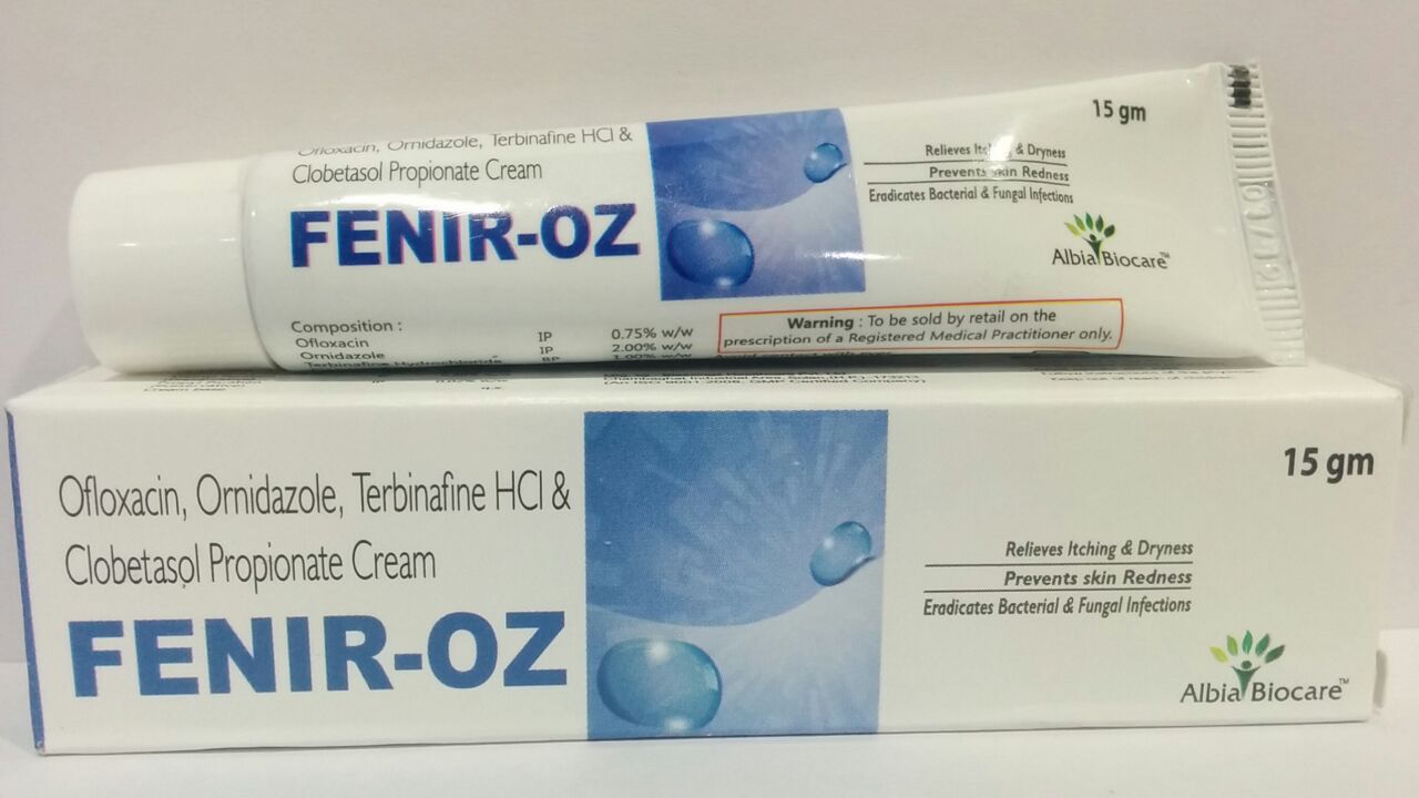 FENIR-OZ | Terbinafen 1%w/w + Ofloxacin 0.75%w/w + Ornidazole 2%w/w + Clobetasol 0.05%w/w