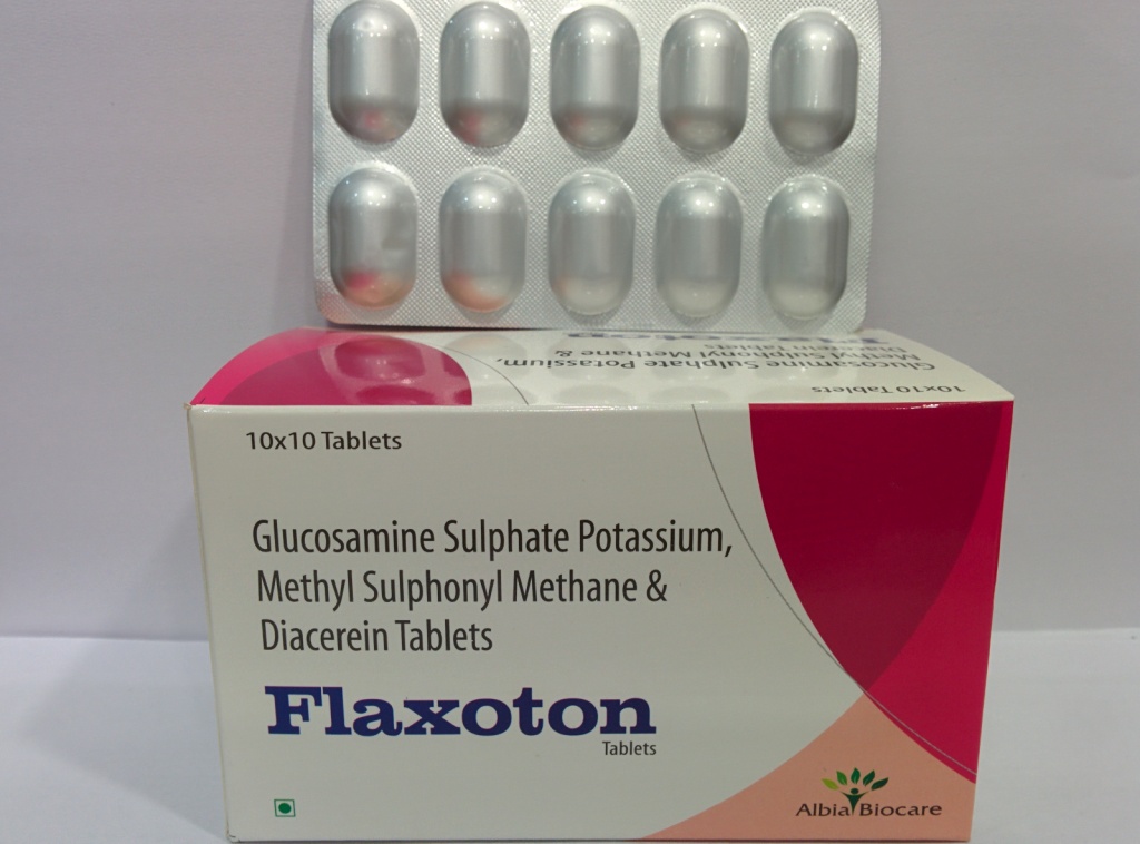 FLAXOTON TAB. | Glucosamine Sulphate 750mg + Methyl Sulphonyl Methane (MSM) 250 mg + Diacerein 50mg (Alu-Alu)