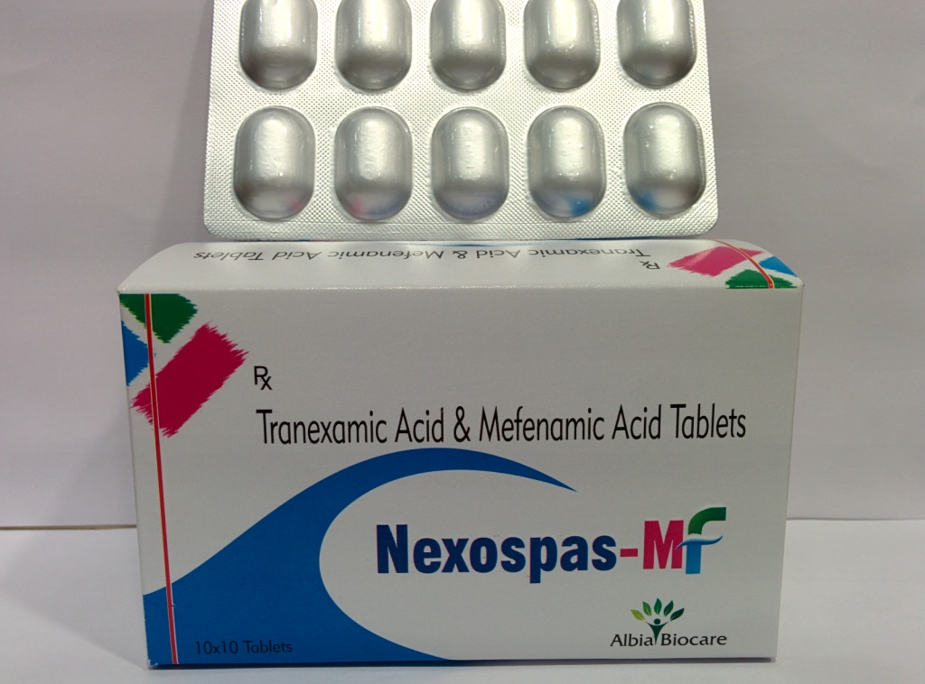 NEXOSPAS-MF TAB. | Tranexamic Acid 500mg + Mefenamic Acid 250mg Tab. (ALU-ALU)