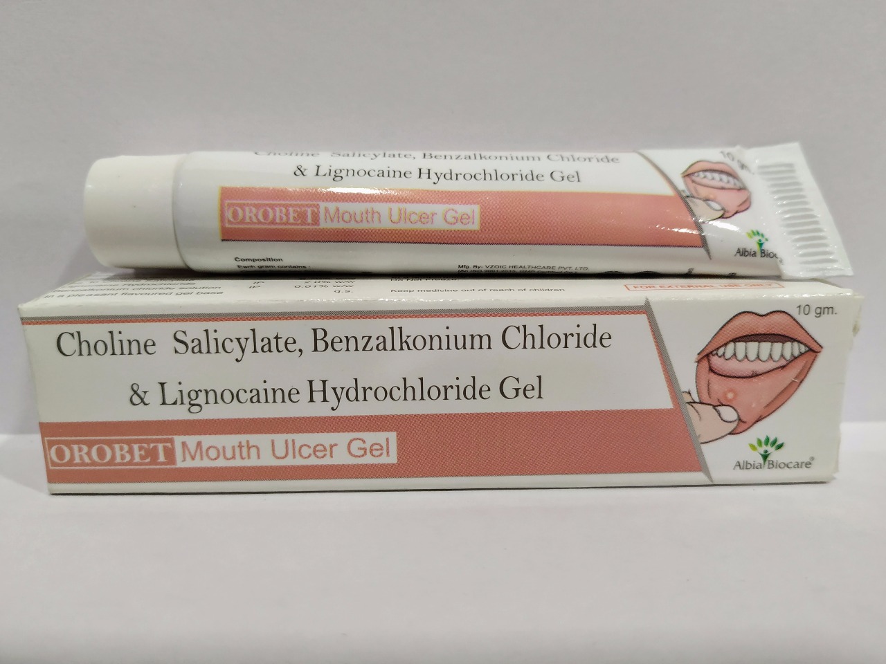 OROBET Mouth Ulcer Gel  | Choline Salicylate 8.70% w/w + Lignocaine HCl 2.0% w/w + Benzalkonium chloride solution 