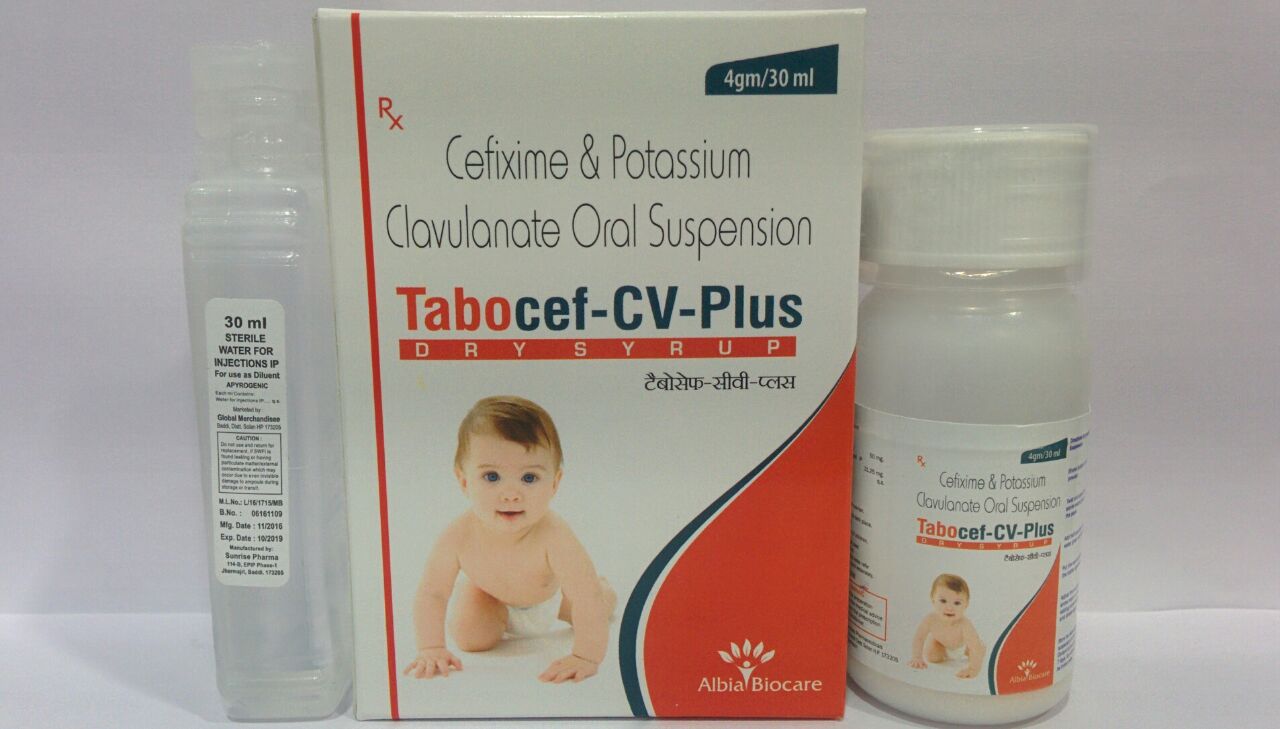 TABOCEF-CV PLUS DRY SYP. | Cefixime 50mg + Clavulanic Acid 31.25mg (per 5 ml) + Water for Syp.