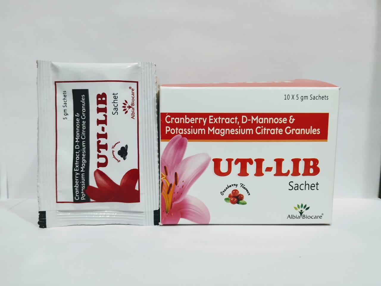 UTI-LIB Sachet | Cranberry Extract 200 mg + D-Mannose 300 mg + Potassium Magnesium Citrate 978 mg (Granules with Cranberry Flavour)