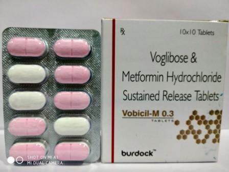 VOBICIL-M 0.3 | VOGLIBOSE 0.3mg + METFORMIN 500mg  (Bilayered Tablet)