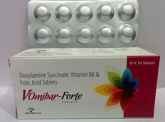 VOMIBAR FORTE TAB. | Doxylamin Succinate 10mg  + Pyridoxine 10mg + Folic Acid 2.5mg (Alu-Alu)