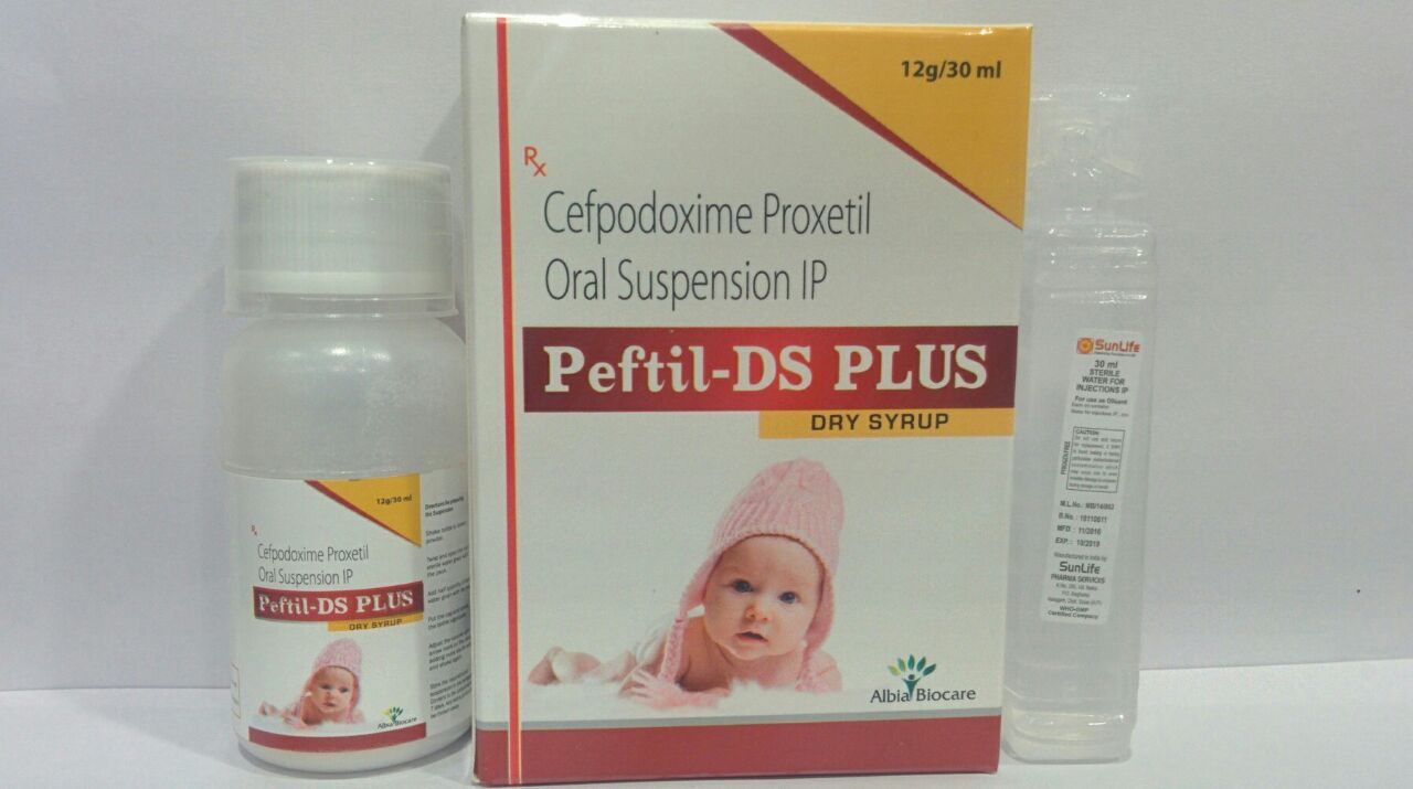 PEFTIL-DS PLUS DRY SYP | Cefpodoxime Proxetil 100mg (per 5 ml) + Water for Syp. 
