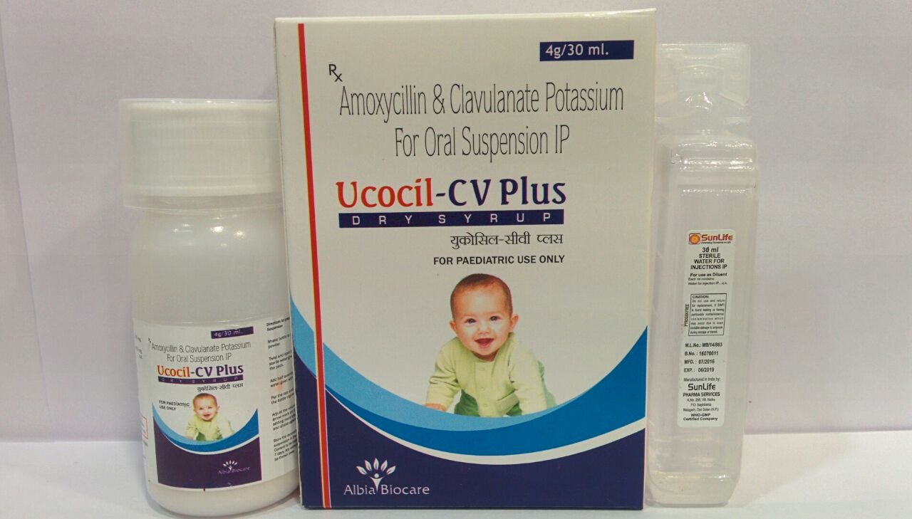 UCOCIL-CV PLUS Dry Susp | Amoxycillin 200mg + Clavulanic Acid 28.5mg (per 5 ml)  + Water for Susp.